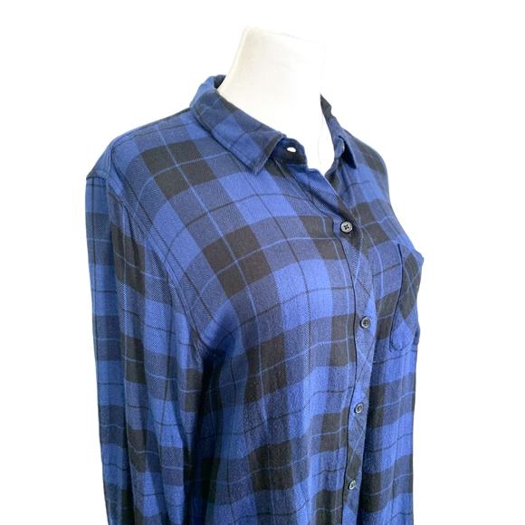 Rails Hunter Plaid Long Sleeve Button Down Top Twilight Black Blue Large - Picture 3 of 9